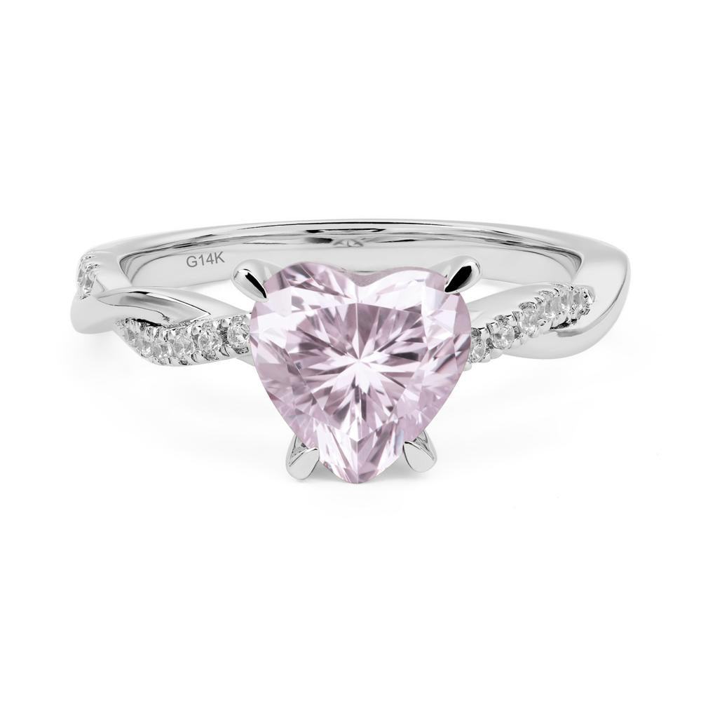 Twisted Heart Shaped Pink Cubic Zirconia Ring - LUO Jewelry #metal_14k white gold
