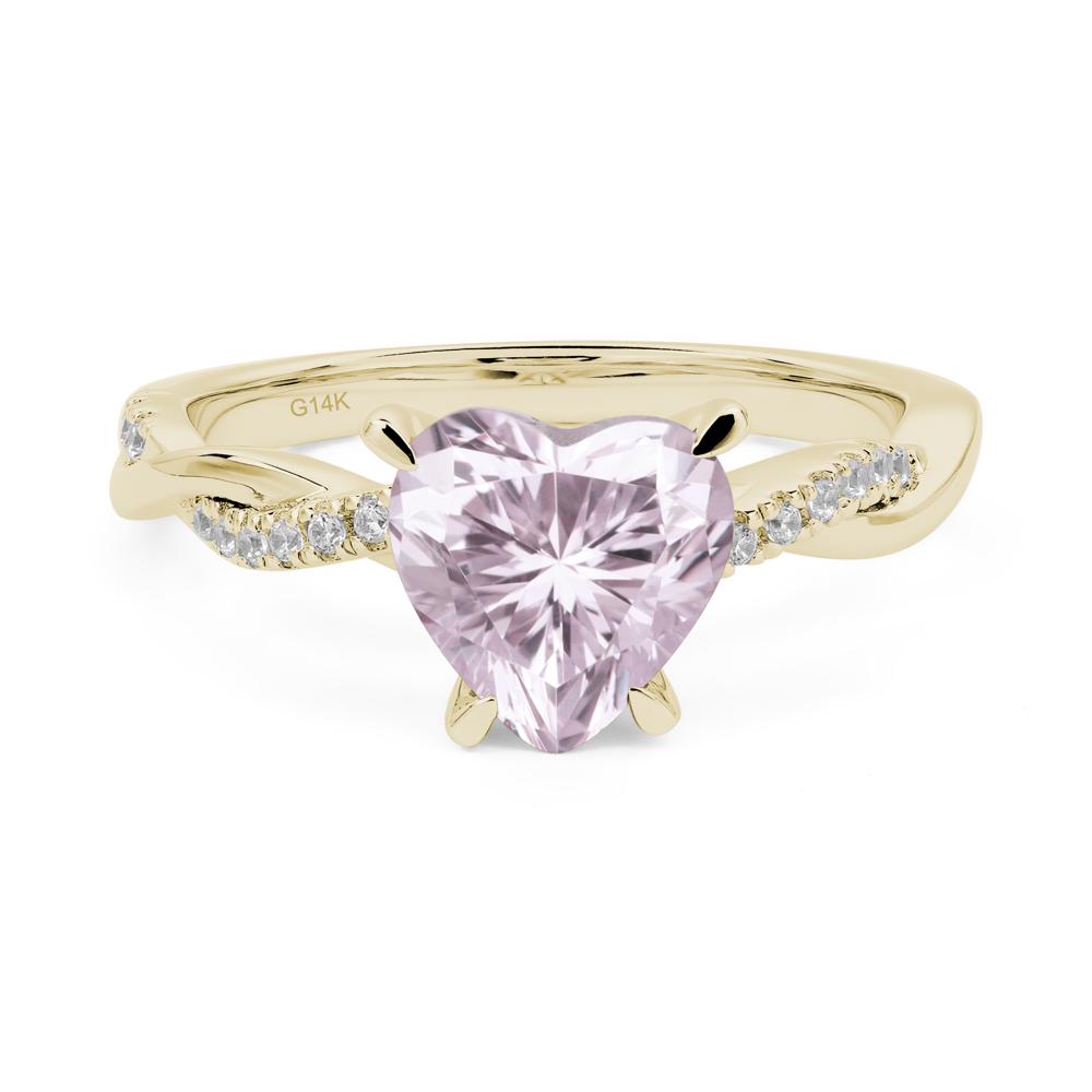 Twisted Heart Shaped Pink Cubic Zirconia Ring - LUO Jewelry #metal_14k yellow gold