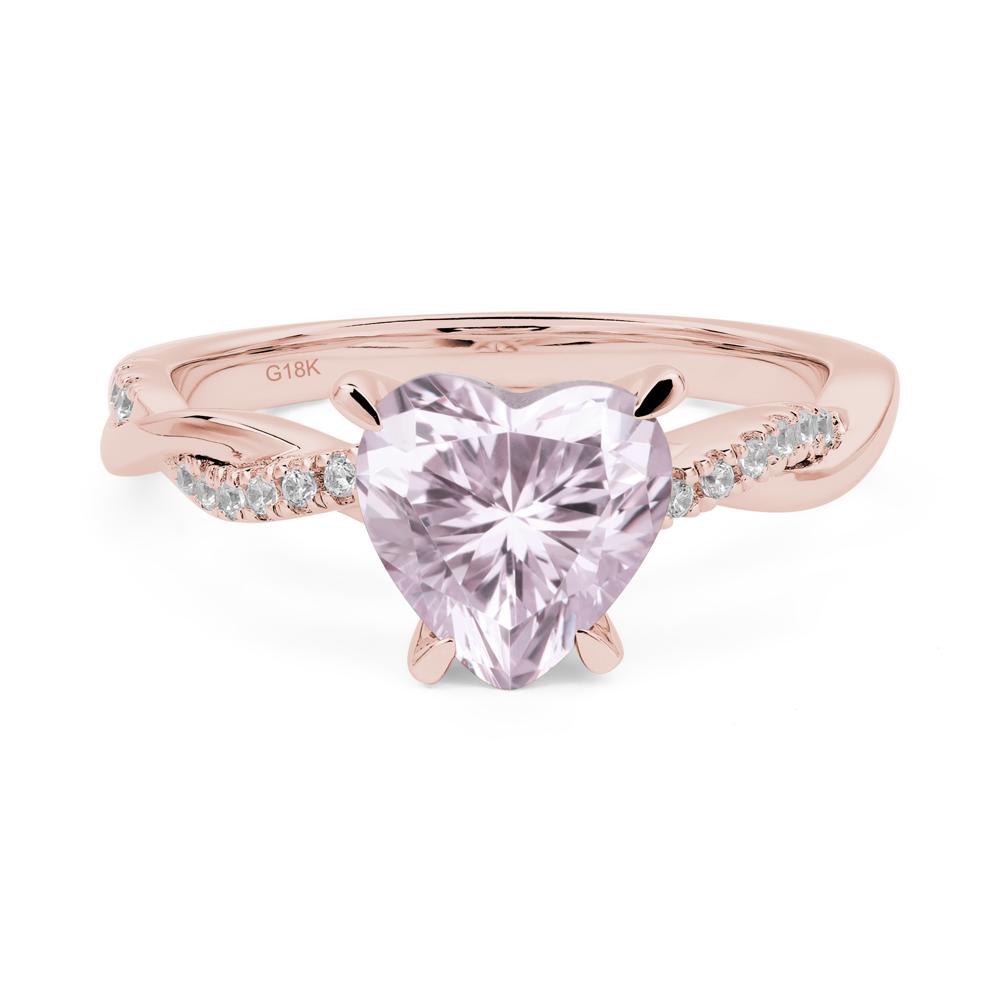 Twisted Heart Shaped Pink Cubic Zirconia Ring - LUO Jewelry #metal_18k rose gold