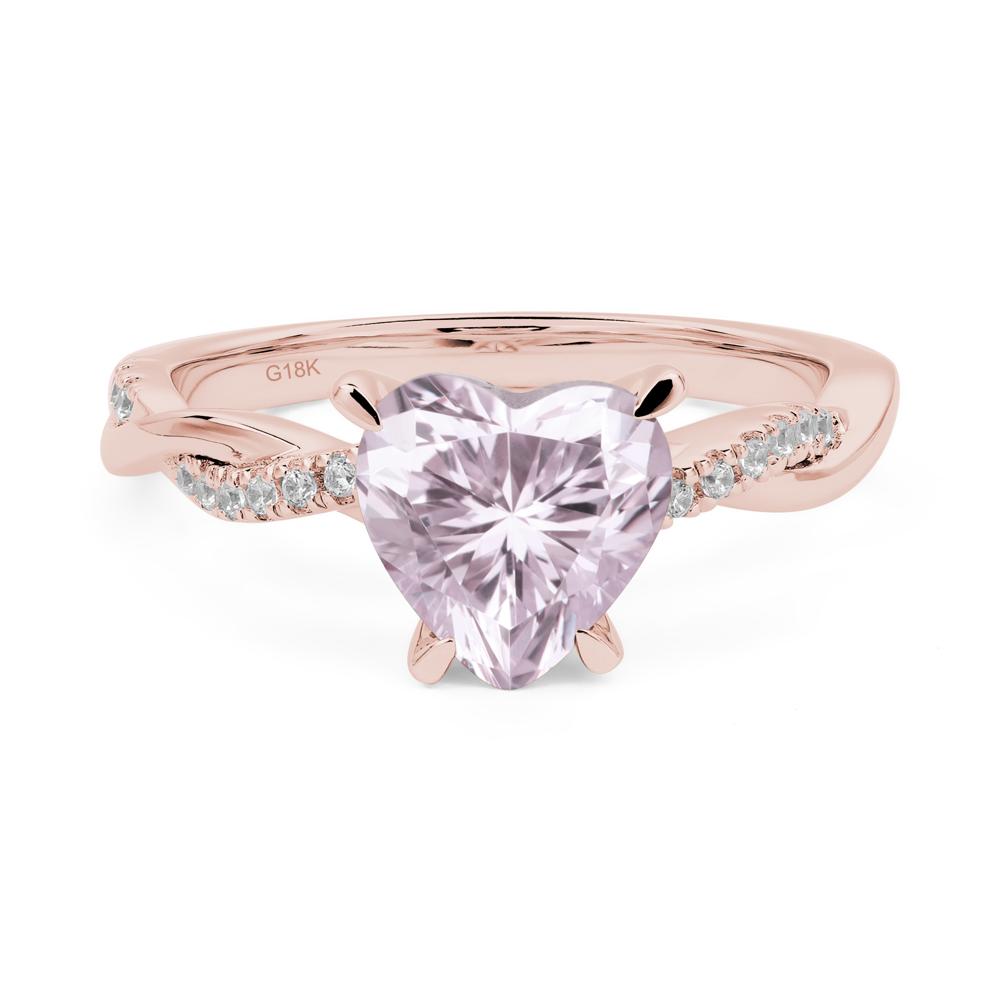 Twisted Heart Shaped Pink Cubic Zirconia Ring - LUO Jewelry #metal_18k rose gold