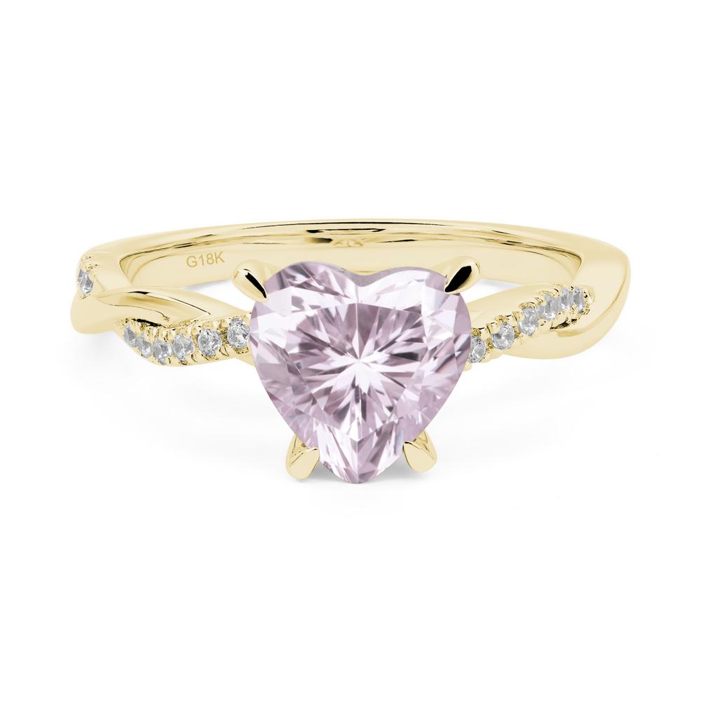 Twisted Heart Shaped Pink Cubic Zirconia Ring - LUO Jewelry #metal_18k yellow gold