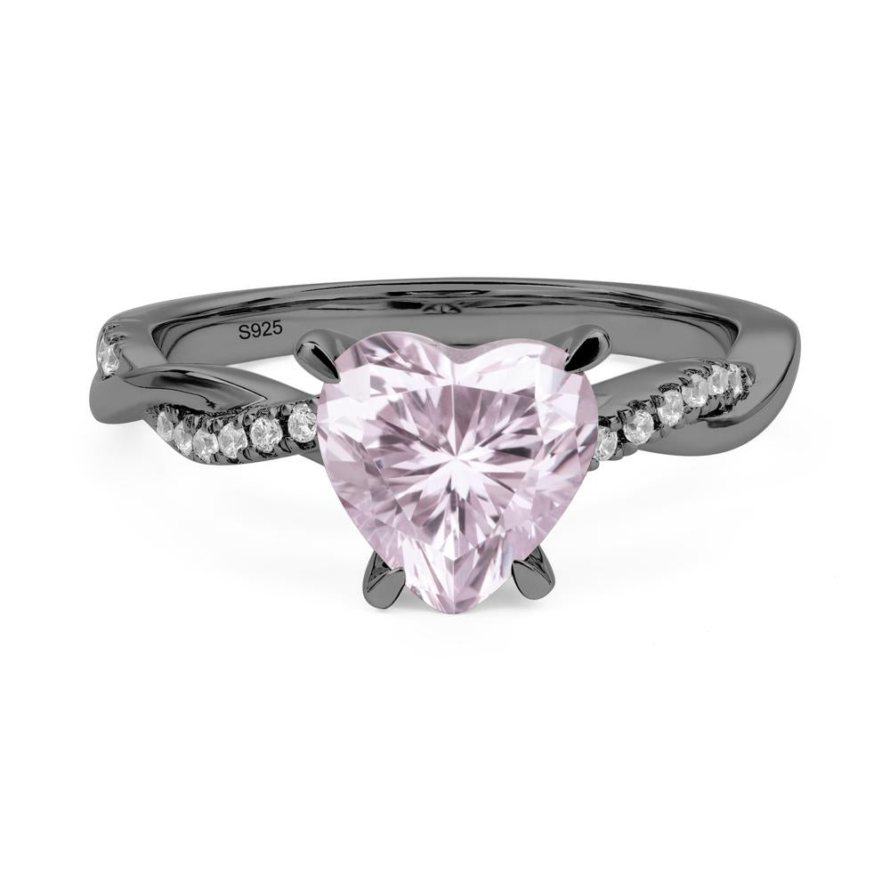 Twisted Heart Shaped Pink Cubic Zirconia Ring - LUO Jewelry #metal_black finish sterling silver
