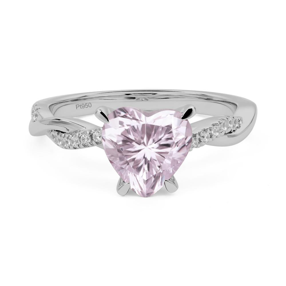 Twisted Heart Shaped Pink Cubic Zirconia Ring - LUO Jewelry #metal_platinum