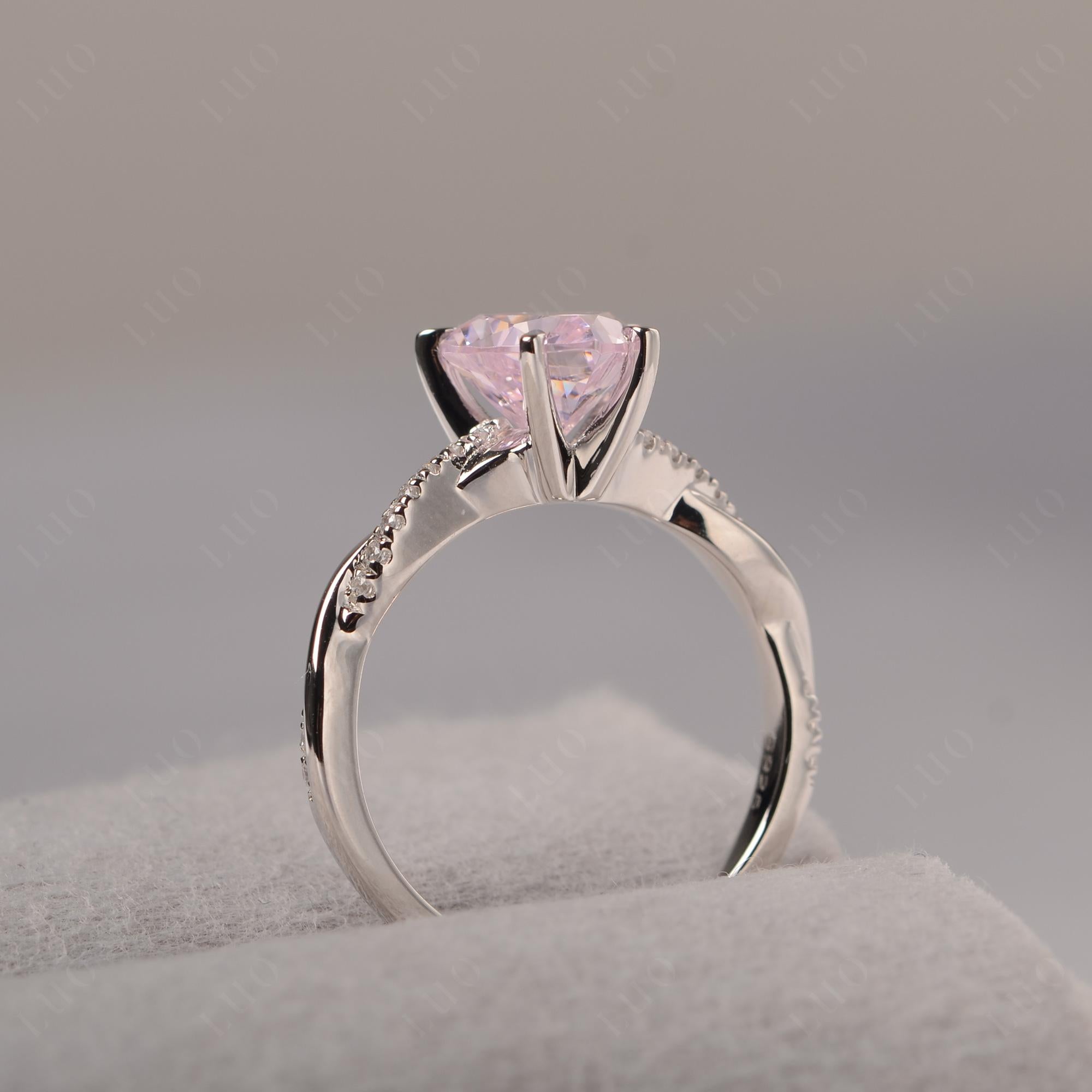 Twisted Heart Shaped Pink Cubic Zirconia Ring - LUO Jewelry