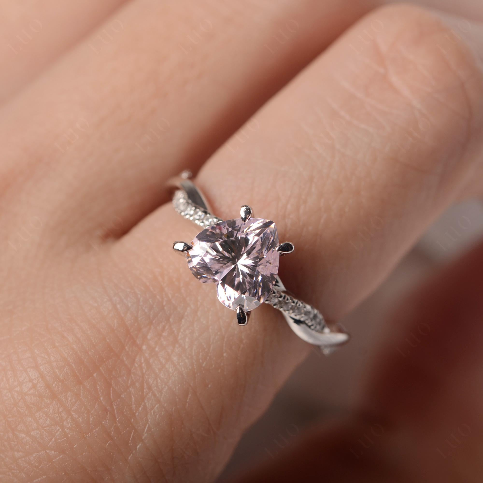 Twisted Heart Shaped Pink Cubic Zirconia Ring - LUO Jewelry