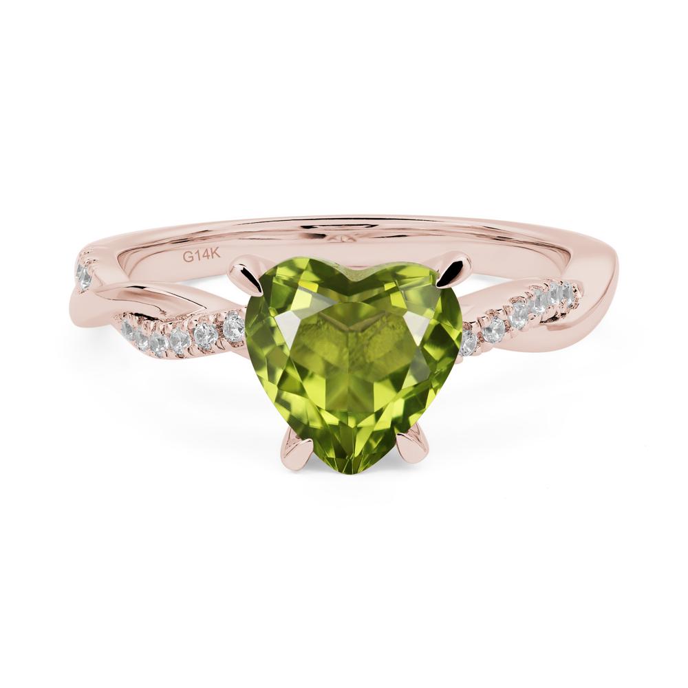 Twisted Heart Shaped Peridot Ring - LUO Jewelry #metal_14k rose gold