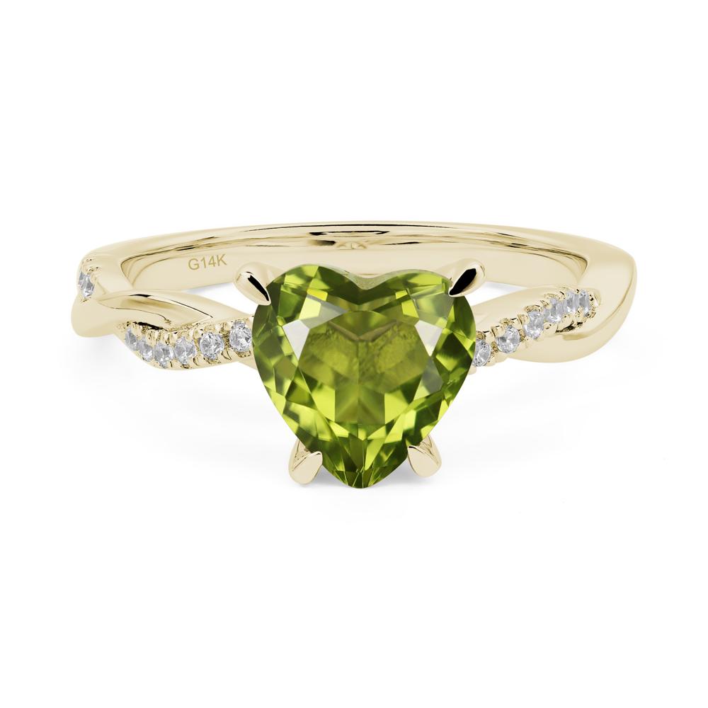 Twisted Heart Shaped Peridot Ring - LUO Jewelry #metal_14k yellow gold