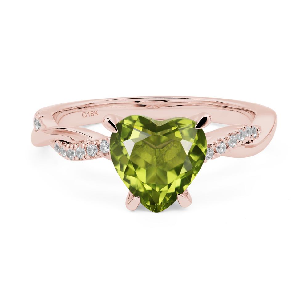 Twisted Heart Shaped Peridot Ring - LUO Jewelry #metal_18k rose gold