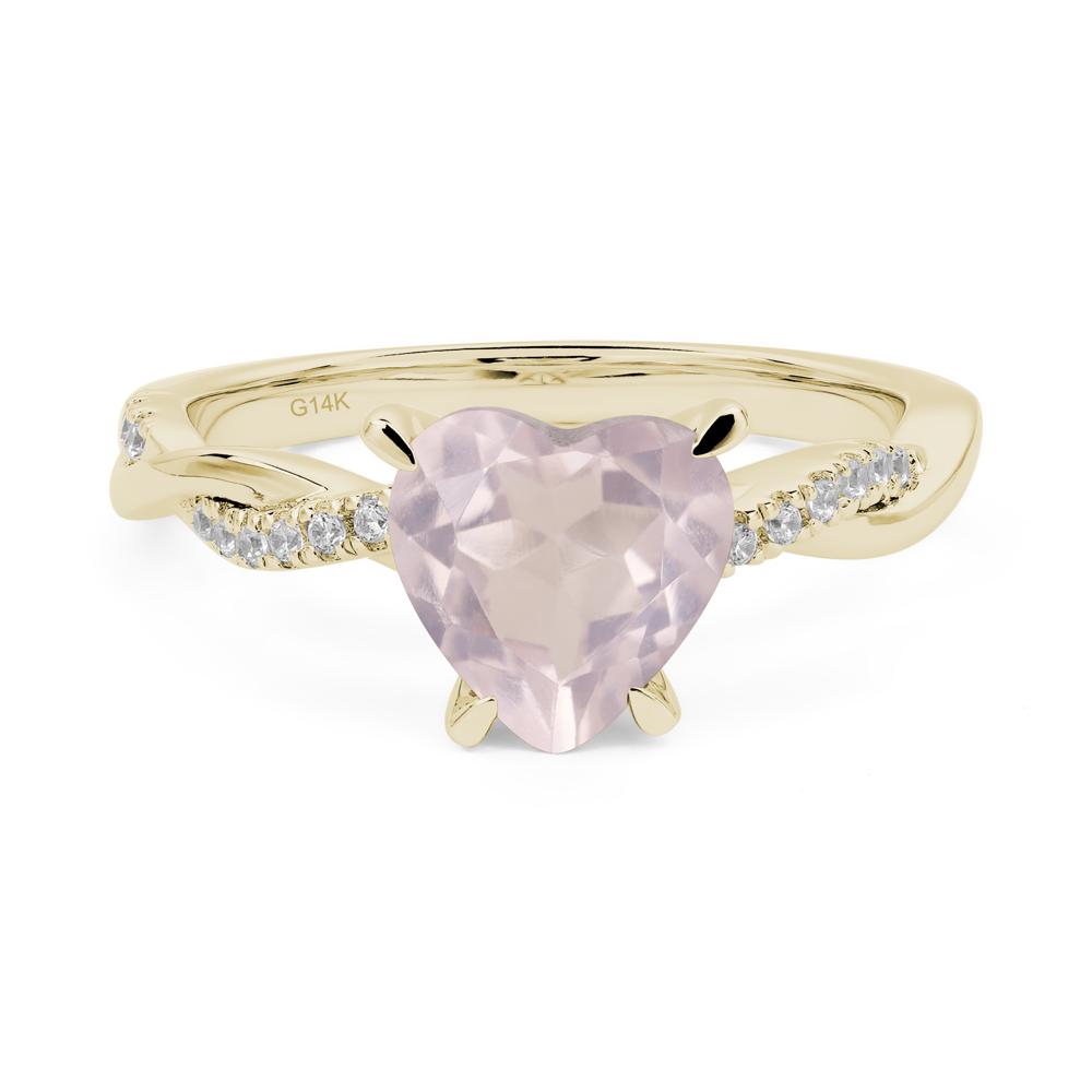 Twisted Heart Shaped Rose Quartz Ring - LUO Jewelry #metal_14k yellow gold