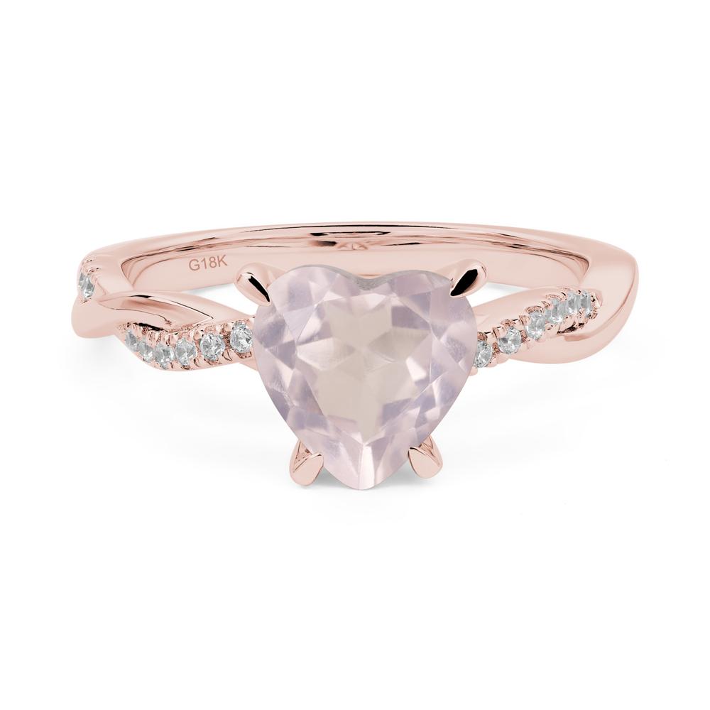 Twisted Heart Shaped Rose Quartz Ring - LUO Jewelry #metal_18k rose gold