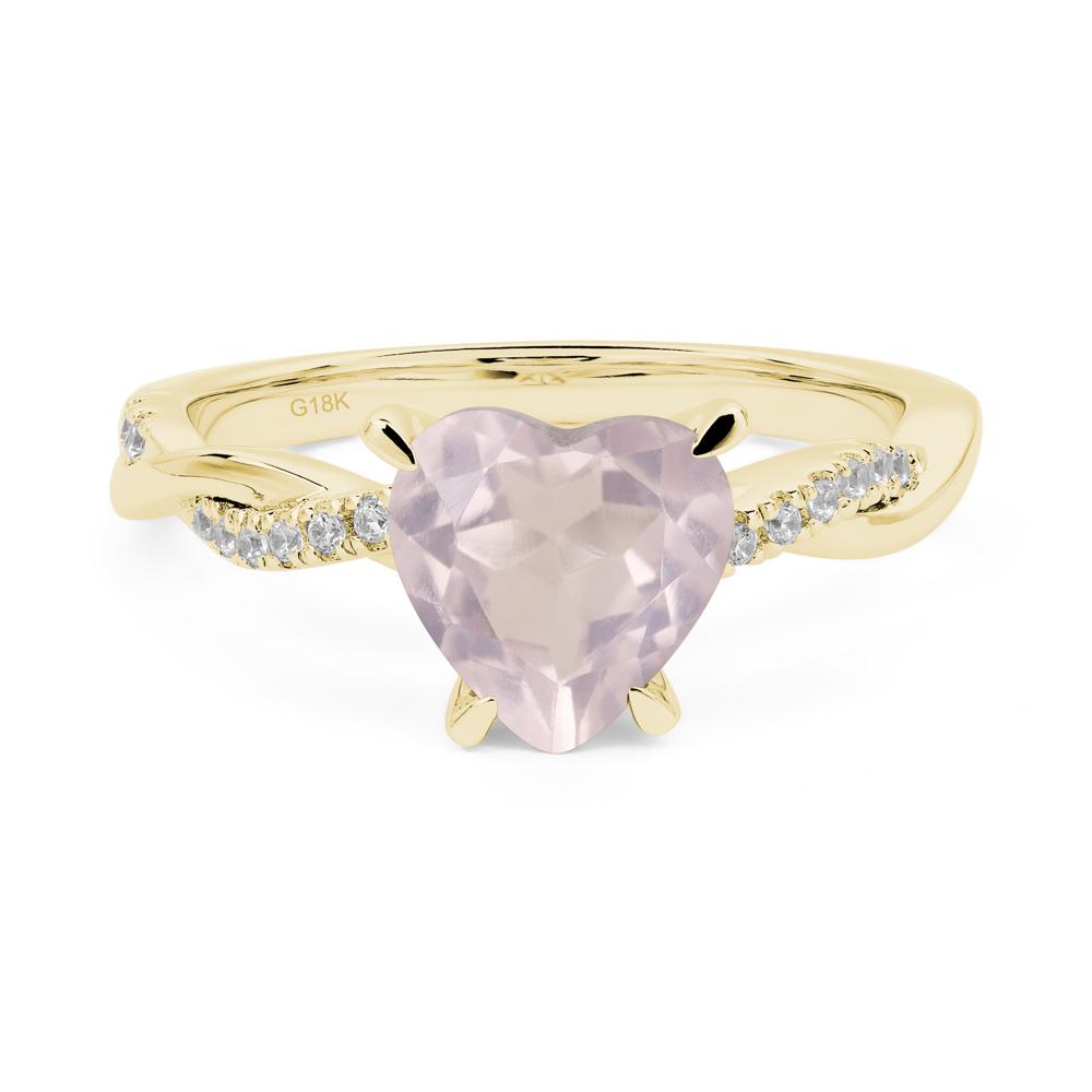 Twisted Heart Shaped Rose Quartz Ring - LUO Jewelry #metal_18k yellow gold