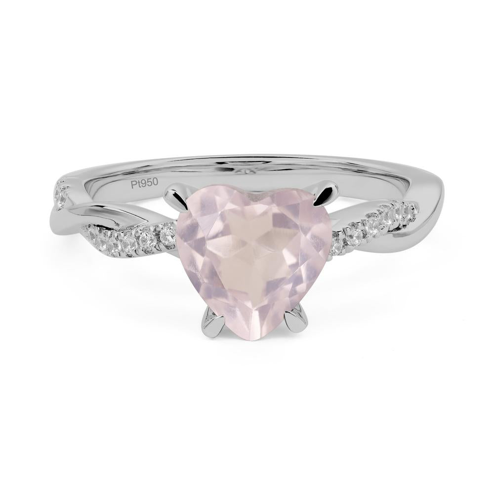 Twisted Heart Shaped Rose Quartz Ring - LUO Jewelry #metal_platinum