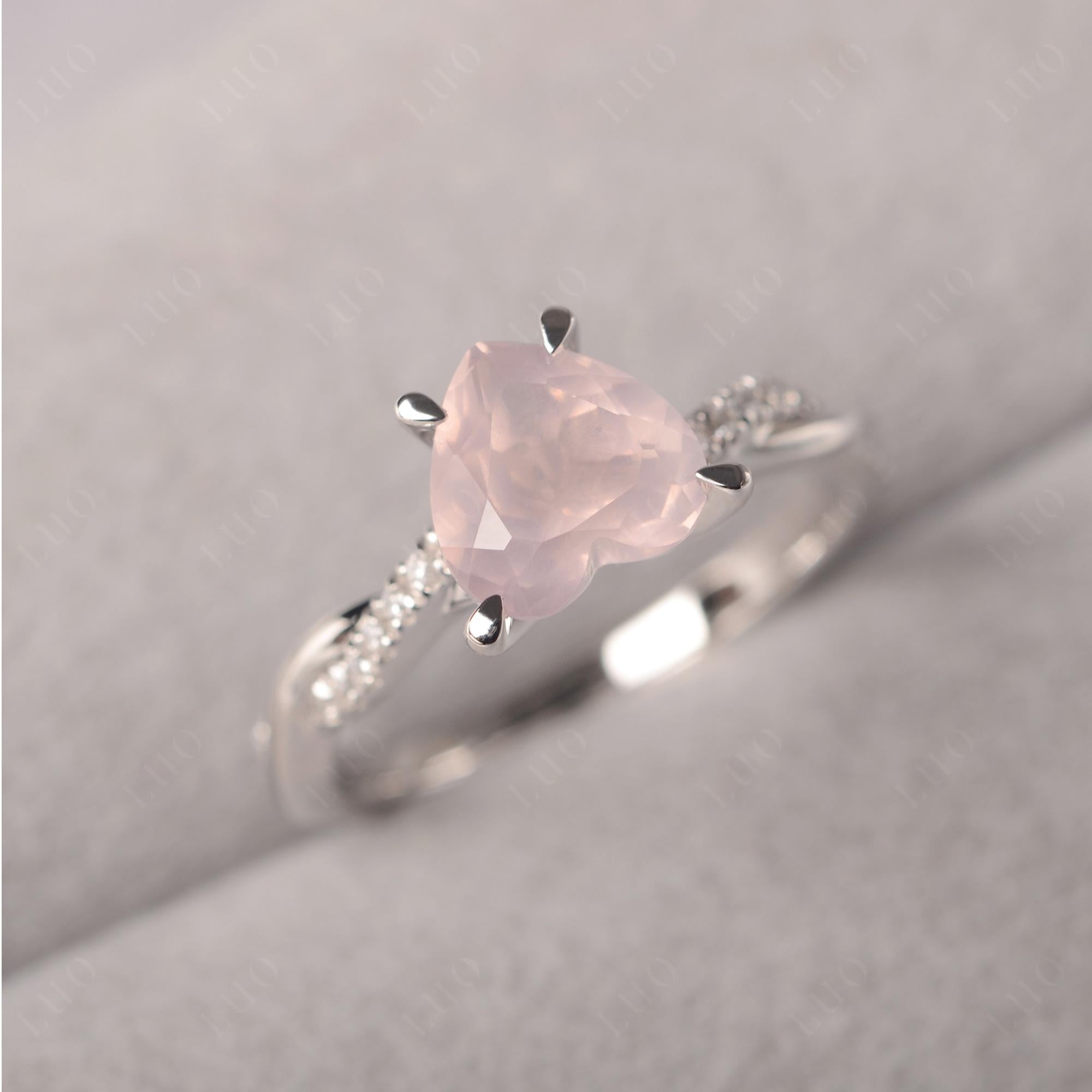 Twisted Heart Shaped Rose Quartz Ring - LUO Jewelry