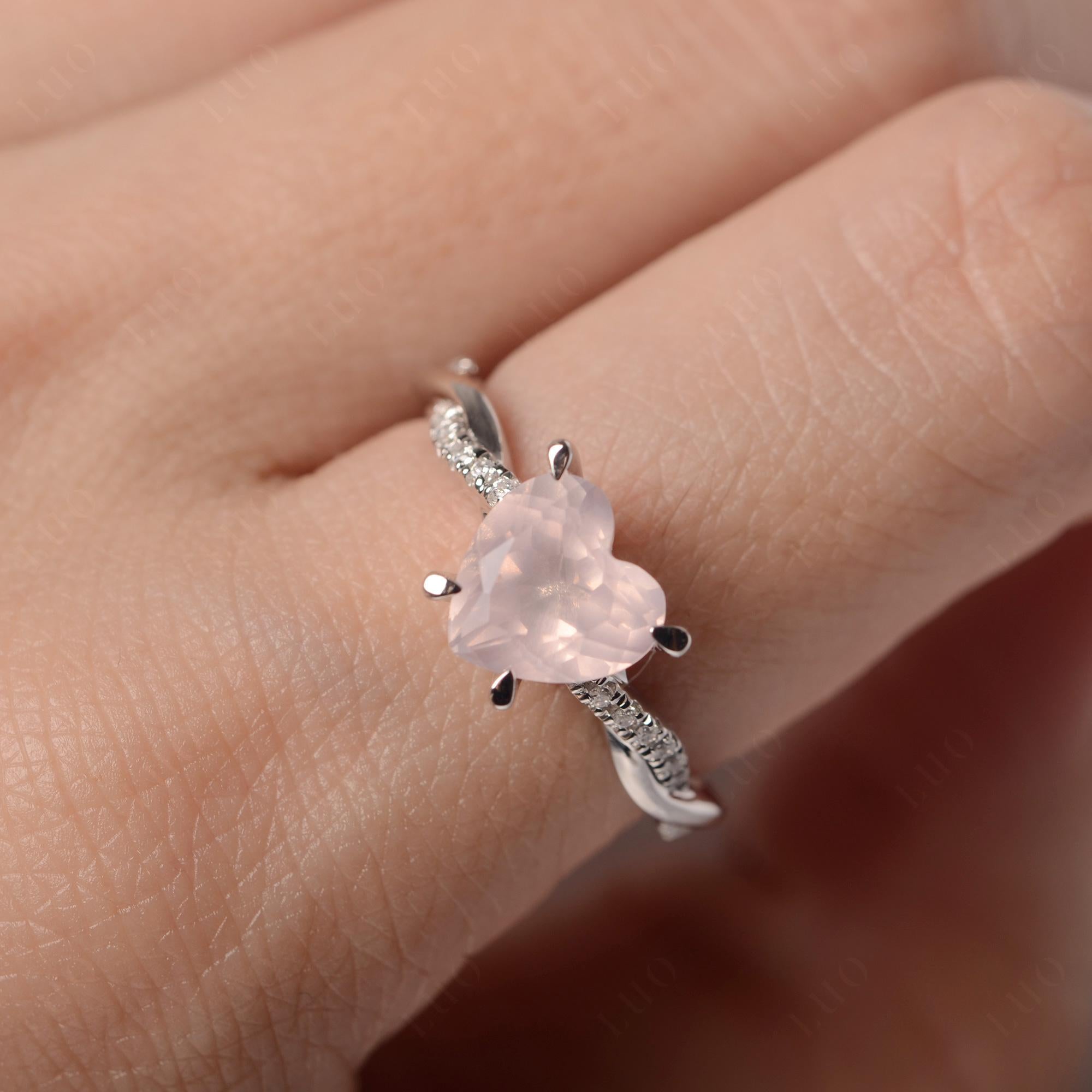 Twisted Heart Shaped Rose Quartz Ring - LUO Jewelry