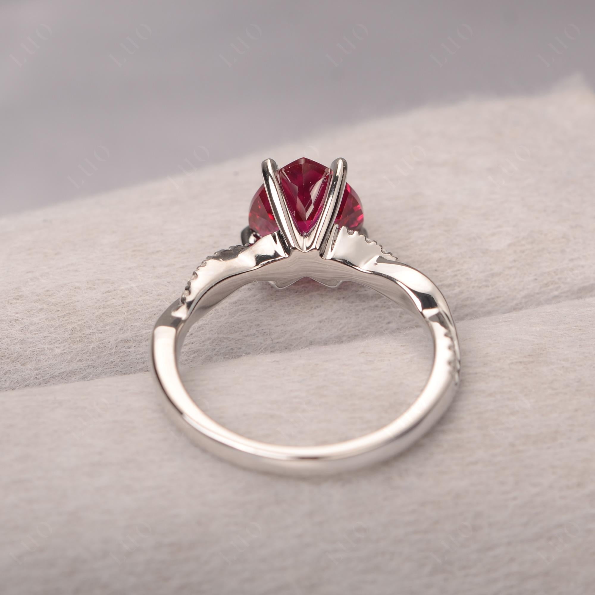 Twisted Heart Shaped Lab Ruby Ring - LUO Jewelry