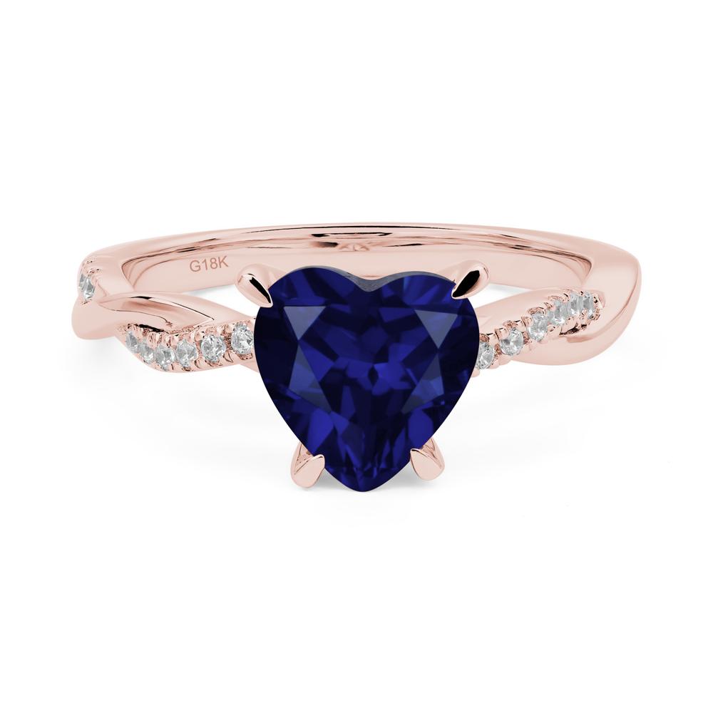 Twisted Heart Shaped Lab Sapphire Ring - LUO Jewelry #metal_18k rose gold