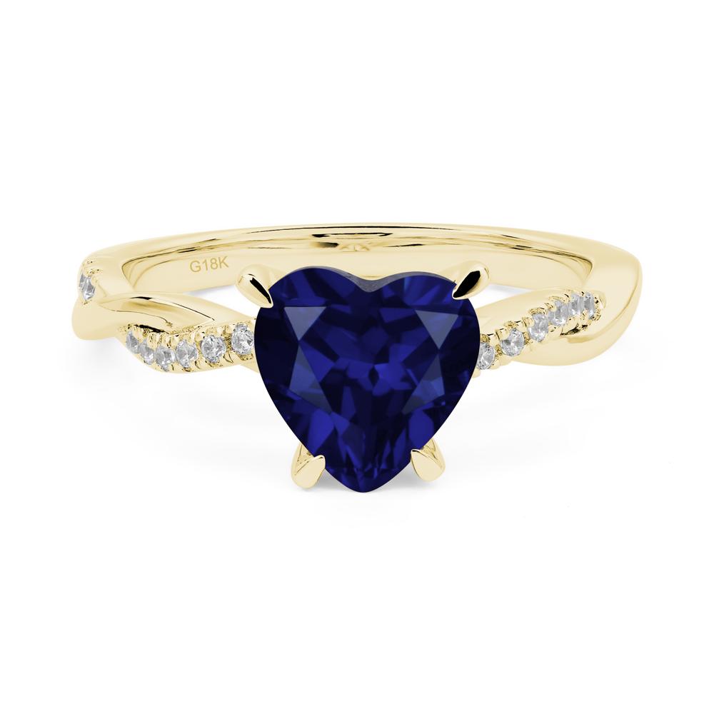 Twisted Heart Shaped Lab Sapphire Ring - LUO Jewelry #metal_18k yellow gold