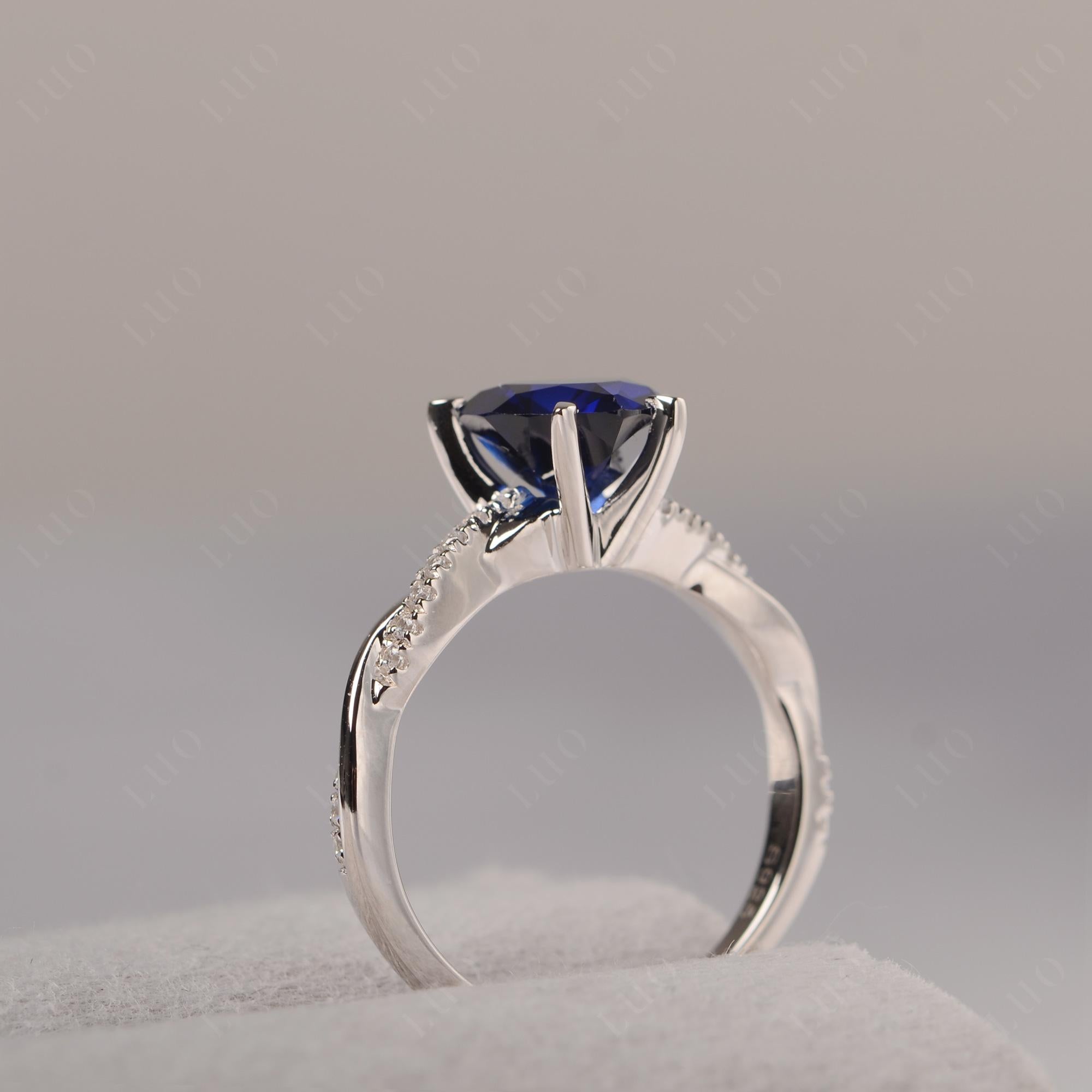 Twisted Heart Shaped Lab Sapphire Ring - LUO Jewelry