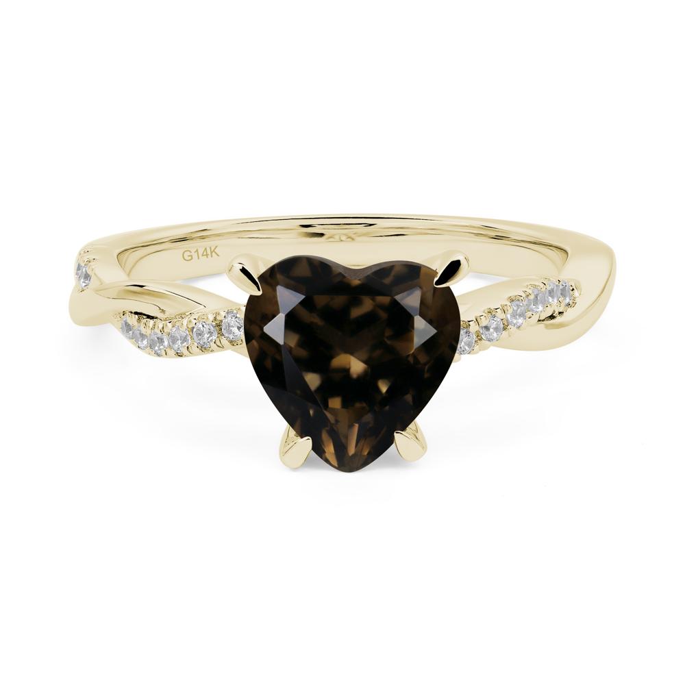 Twisted Heart Shaped Smoky Quartz Ring - LUO Jewelry #metal_14k yellow gold