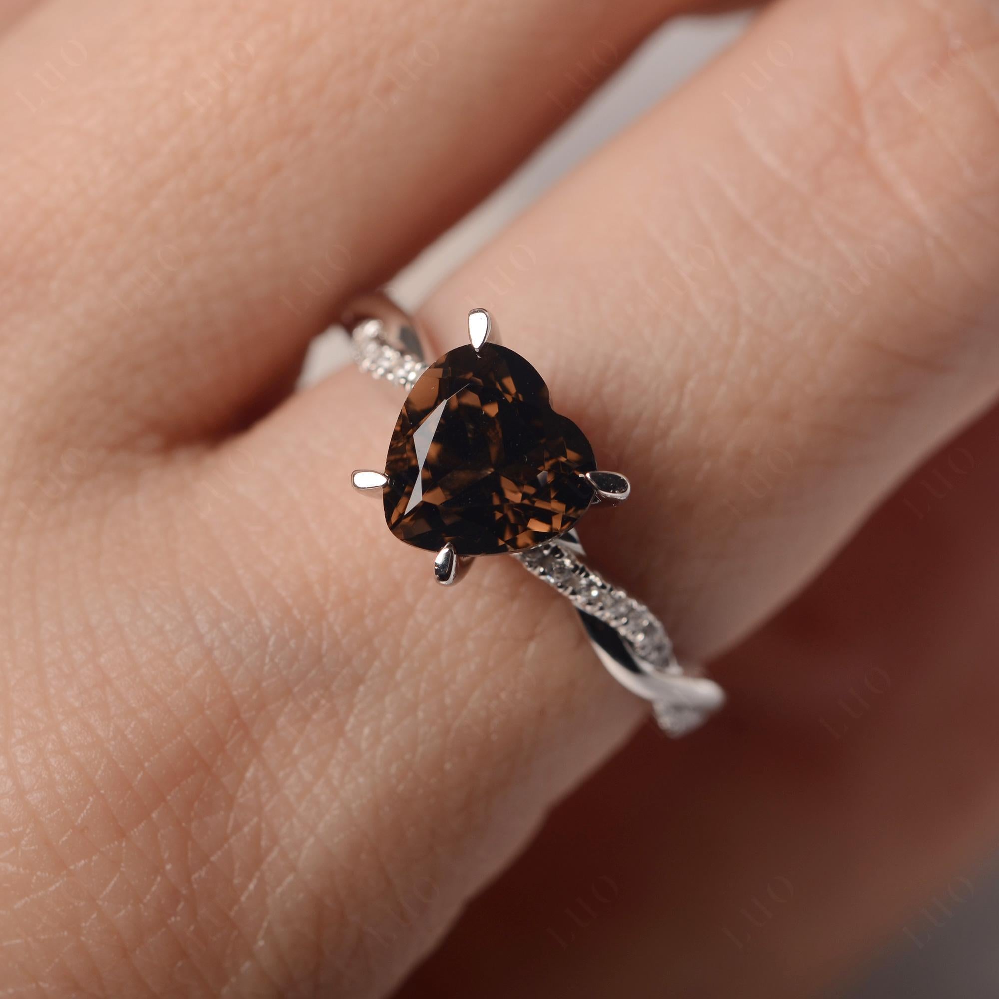 Twisted Heart Shaped Smoky Quartz Ring - LUO Jewelry