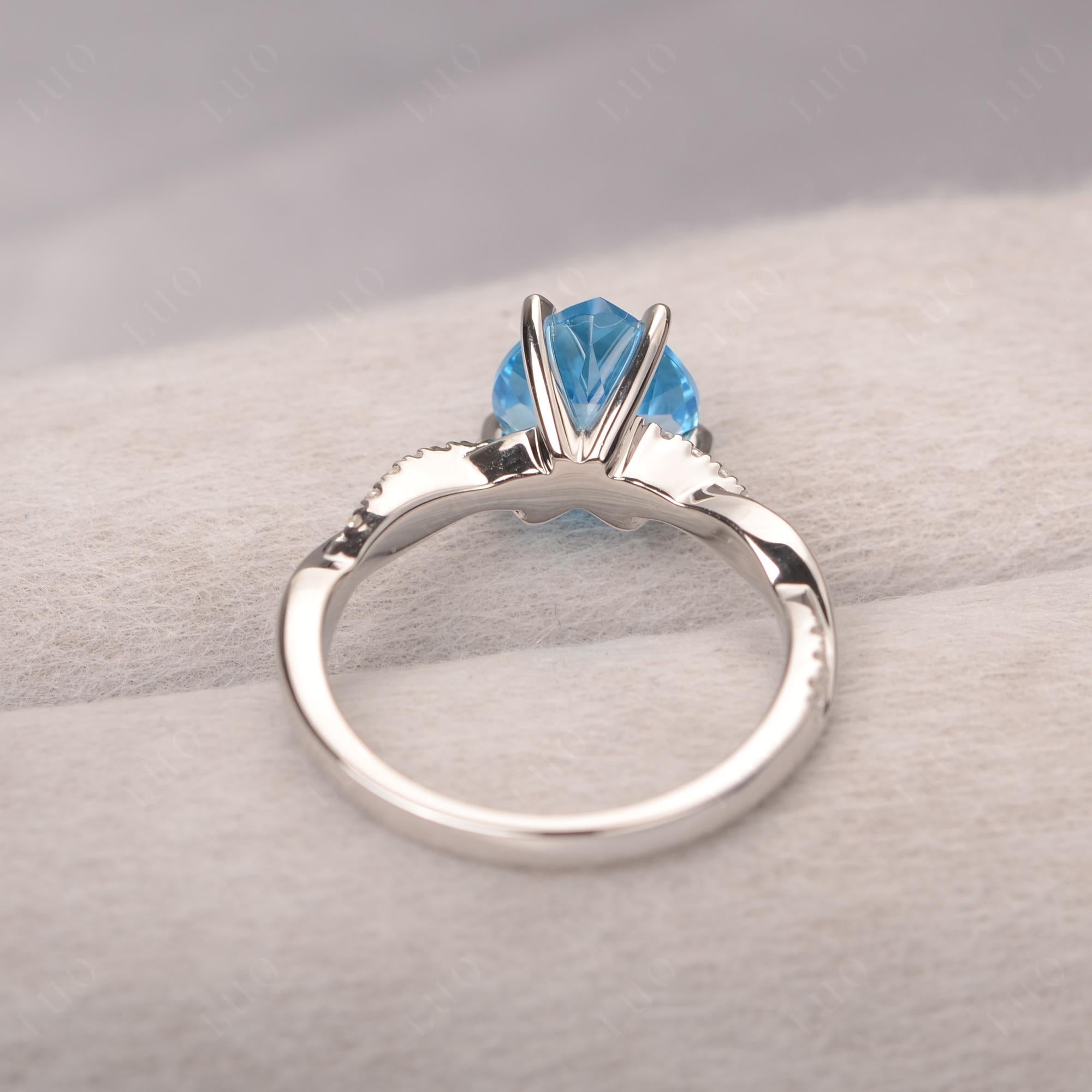 Twisted Heart Shaped Swiss Blue Topaz Ring - LUO Jewelry