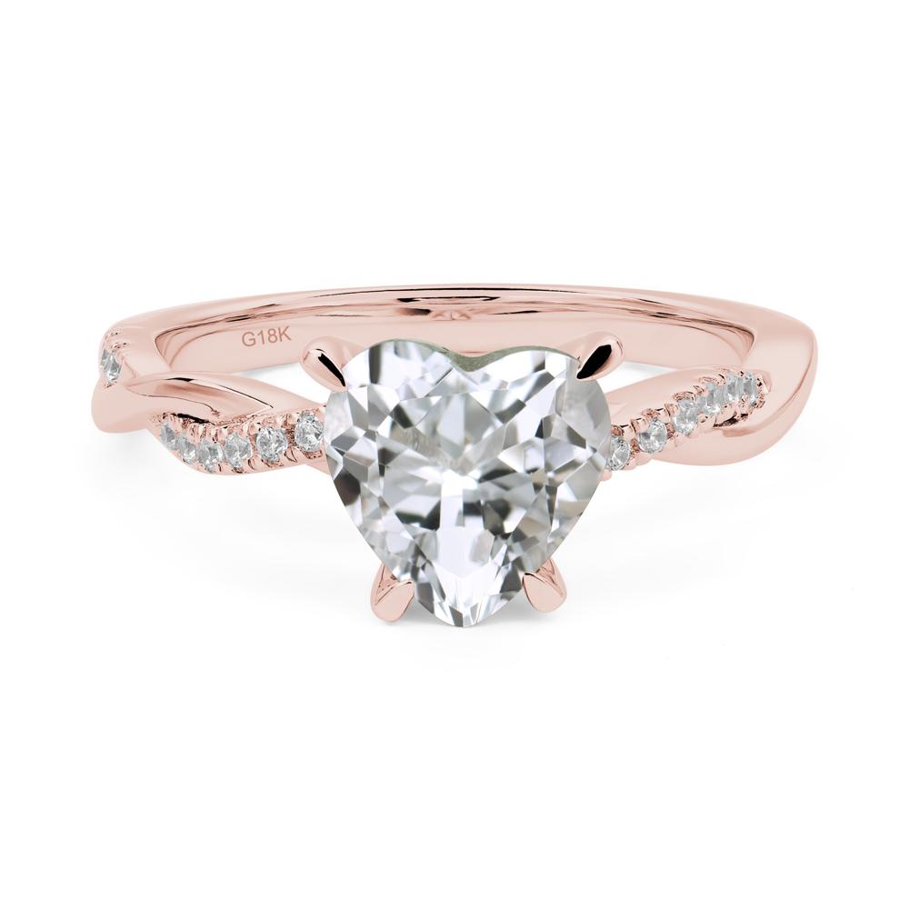 Twisted Heart Shaped White Topaz Ring - LUO Jewelry #metal_18k rose gold