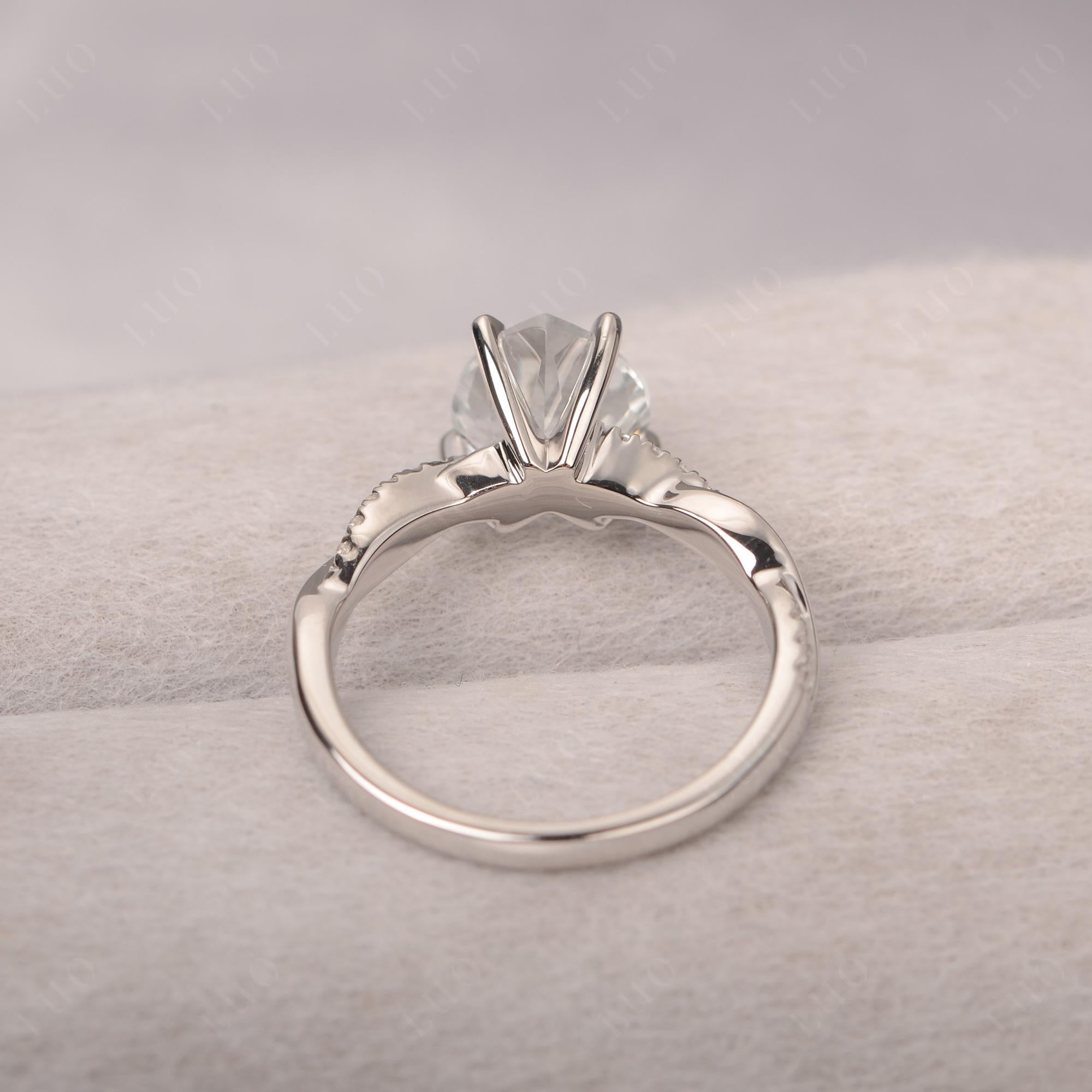 Twisted Heart Shaped White Topaz Ring - LUO Jewelry