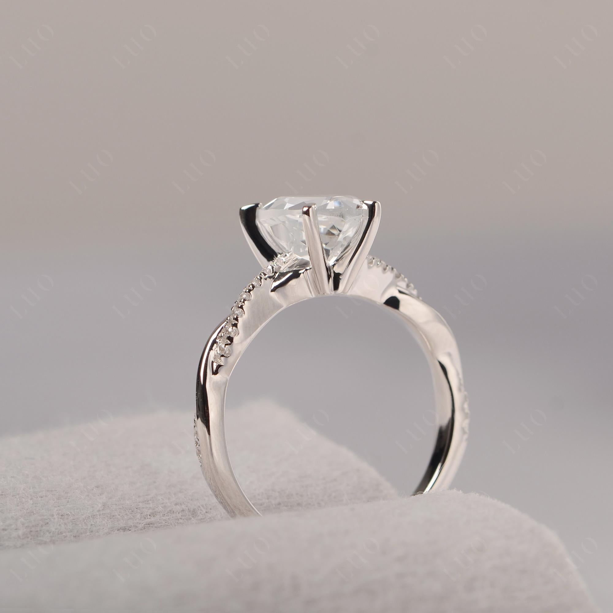 Twisted Heart Shaped White Topaz Ring - LUO Jewelry