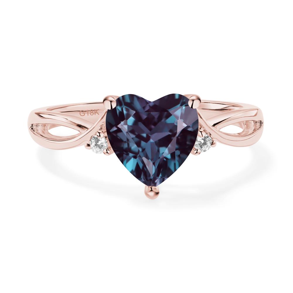 Heart Cut Alexandrite Engagement Ring - LUO Jewelry #metal_18k rose gold