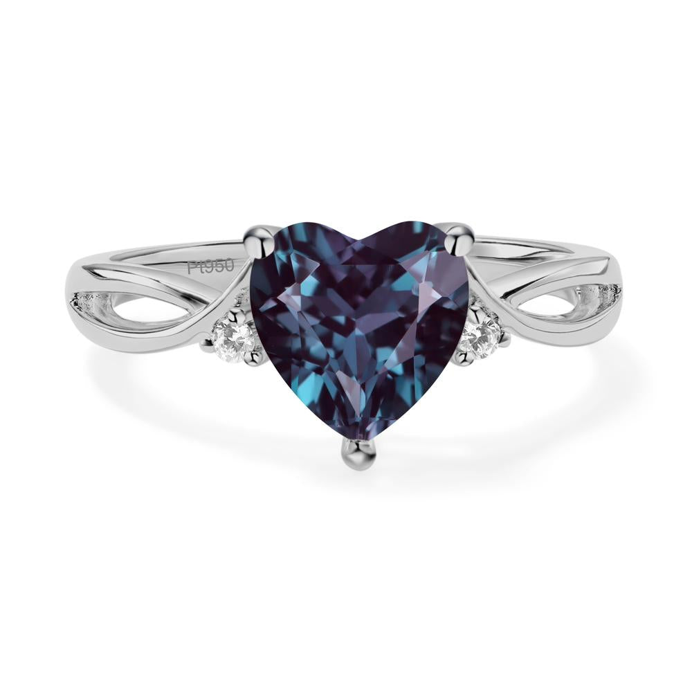 Heart Cut Alexandrite Engagement Ring - LUO Jewelry #metal_platinum