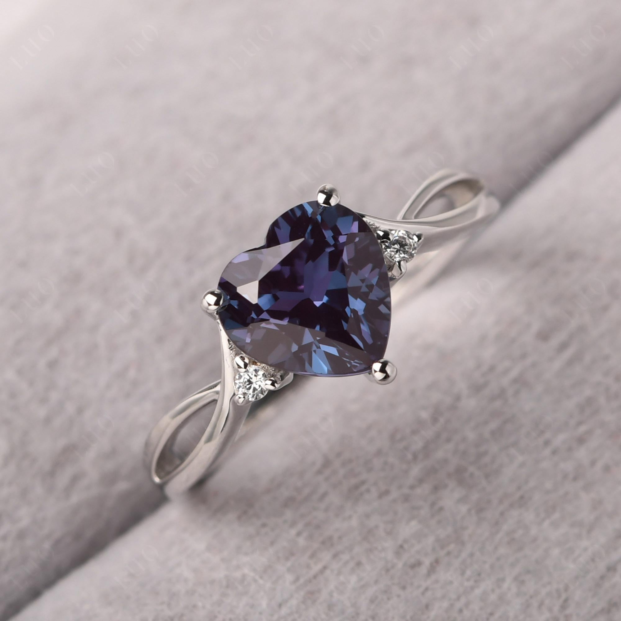 Heart Cut Alexandrite Engagement Ring - LUO Jewelry