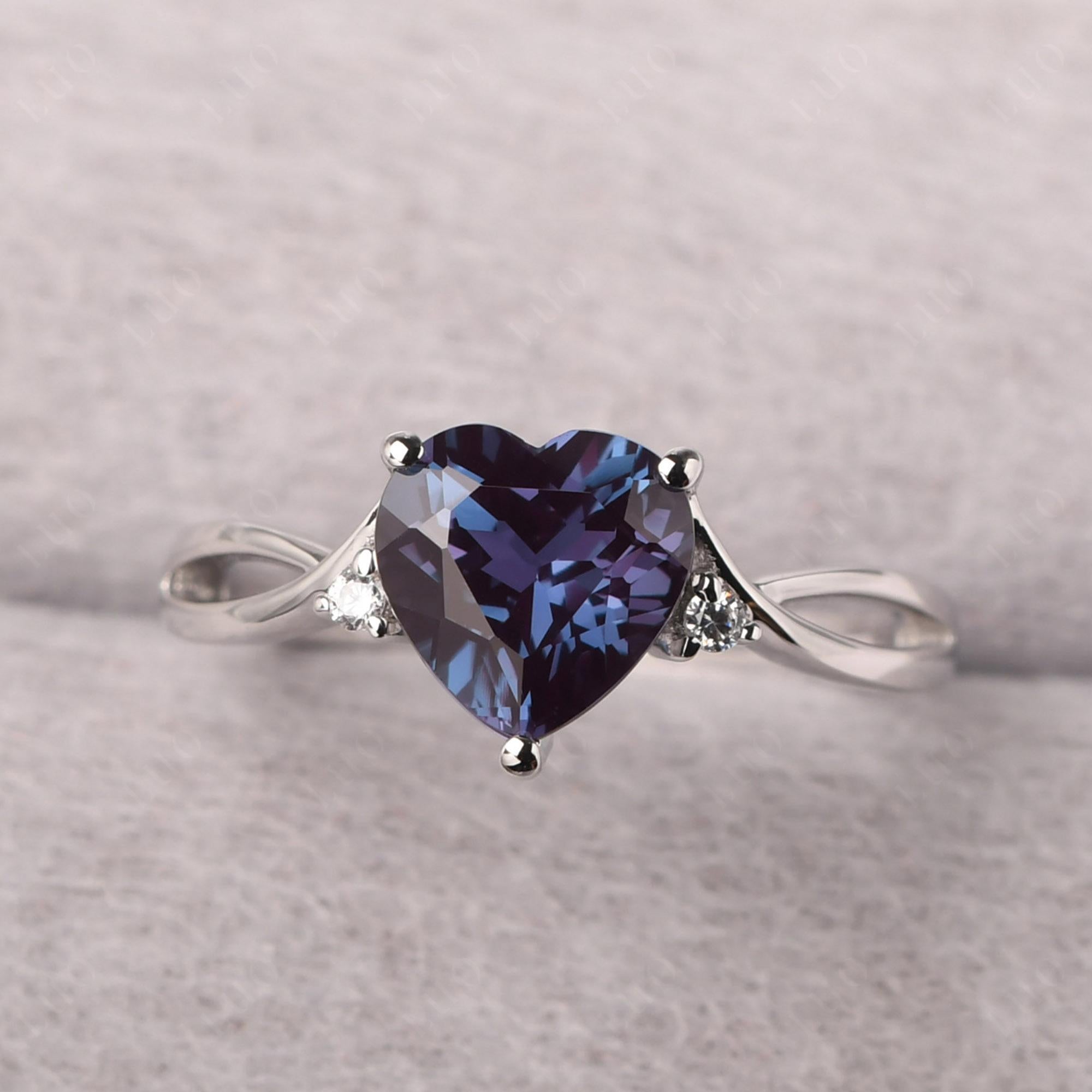 Heart Cut Alexandrite Engagement Ring - LUO Jewelry