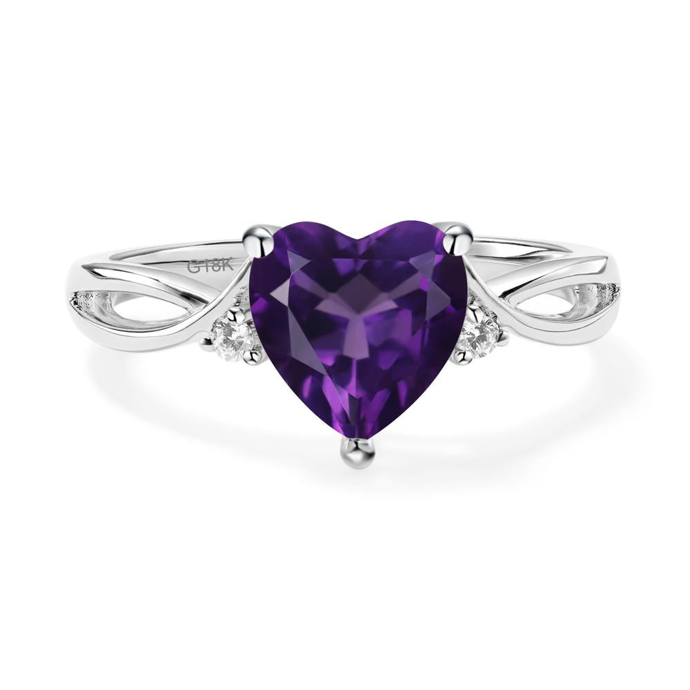 Heart Cut Amethyst Engagement Ring - LUO Jewelry #metal_18k white gold