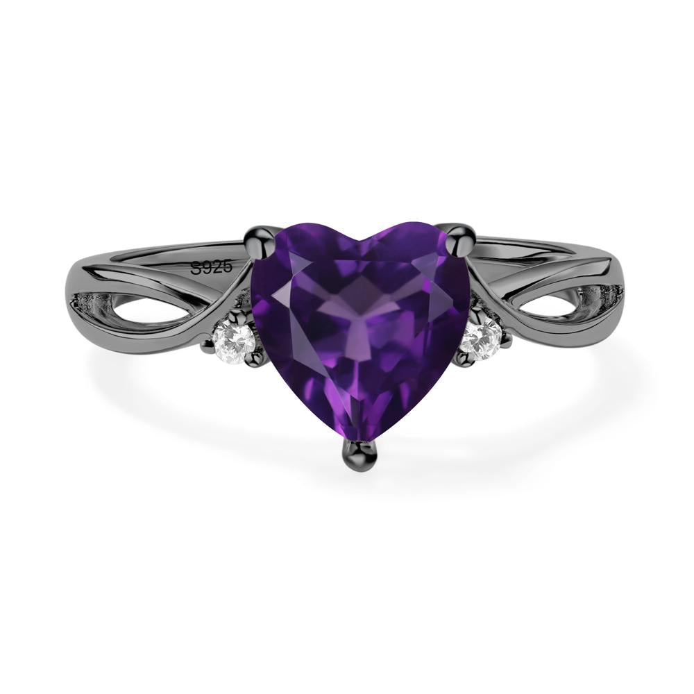 Heart Cut Amethyst Engagement Ring - LUO Jewelry #metal_black finish sterling silver