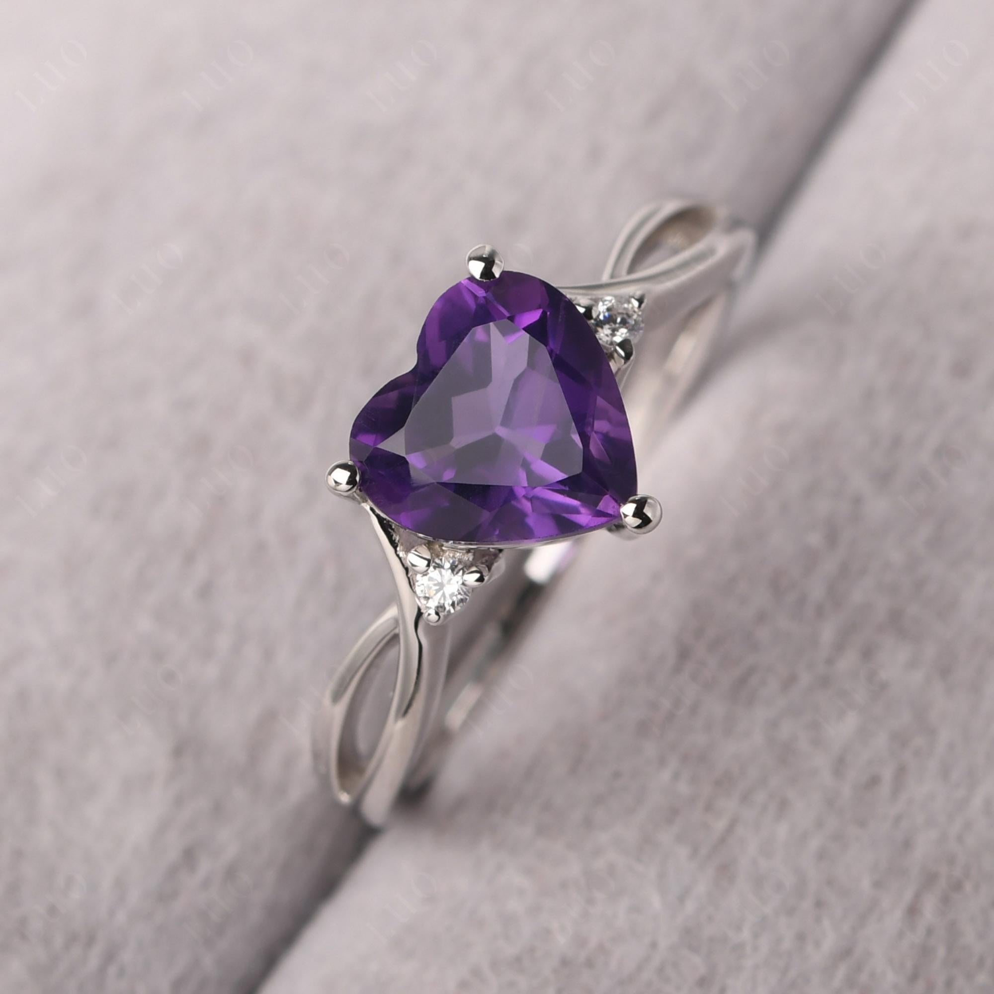 Heart Cut Amethyst Engagement Ring - LUO Jewelry