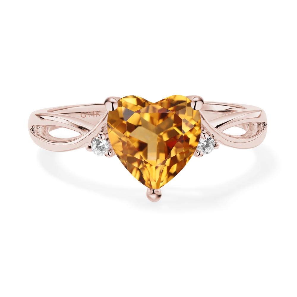 Heart Cut Citrine Engagement Ring - LUO Jewelry #metal_14k rose gold