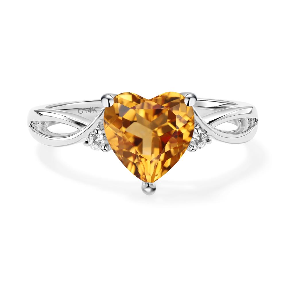 Heart Cut Citrine Engagement Ring - LUO Jewelry #metal_14k white gold
