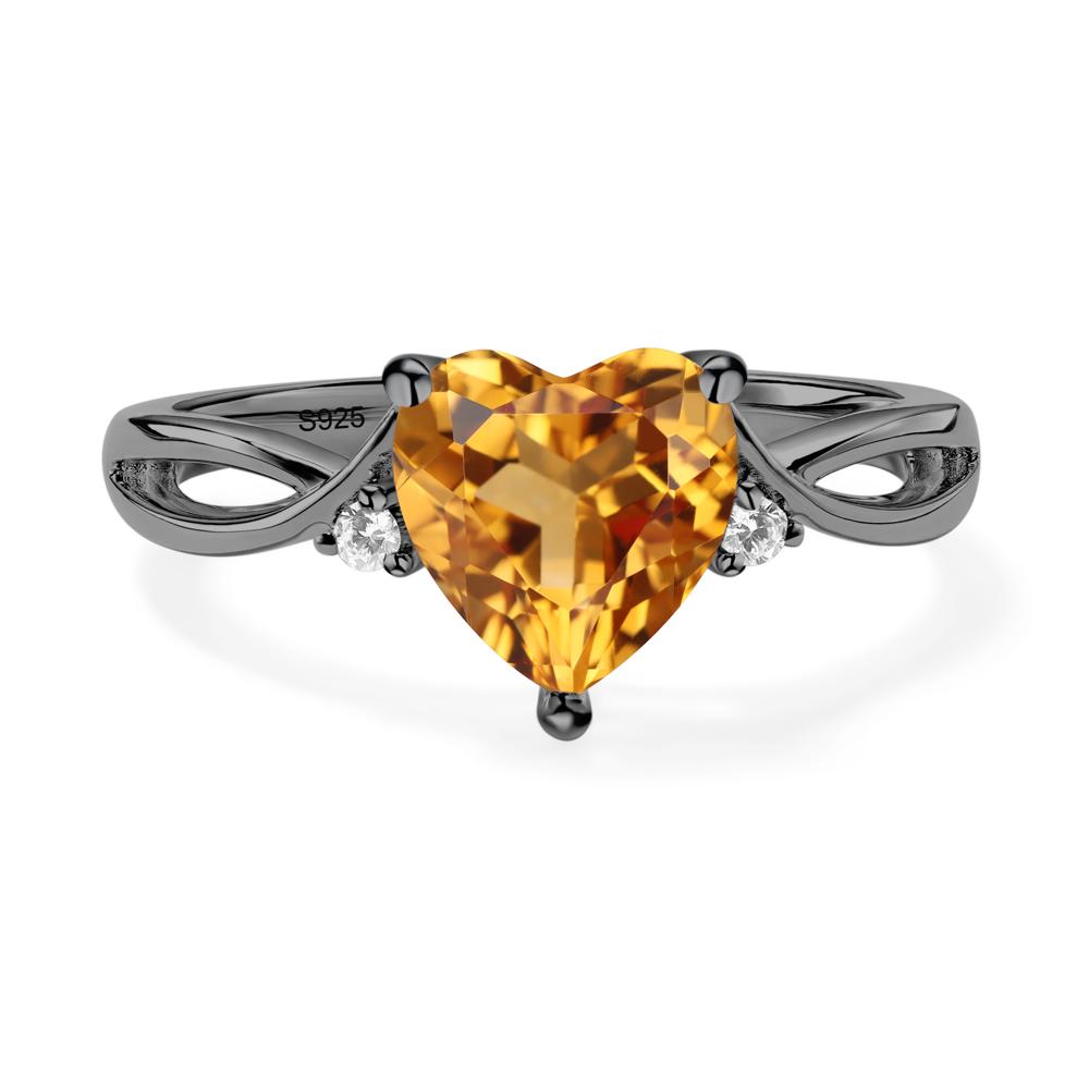Heart Cut Citrine Engagement Ring - LUO Jewelry #metal_black finish sterling silver
