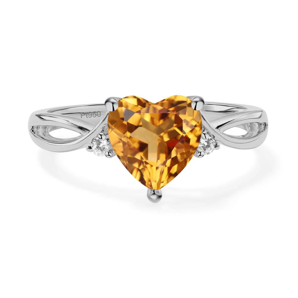 Heart Cut Citrine Engagement Ring - LUO Jewelry #metal_platinum
