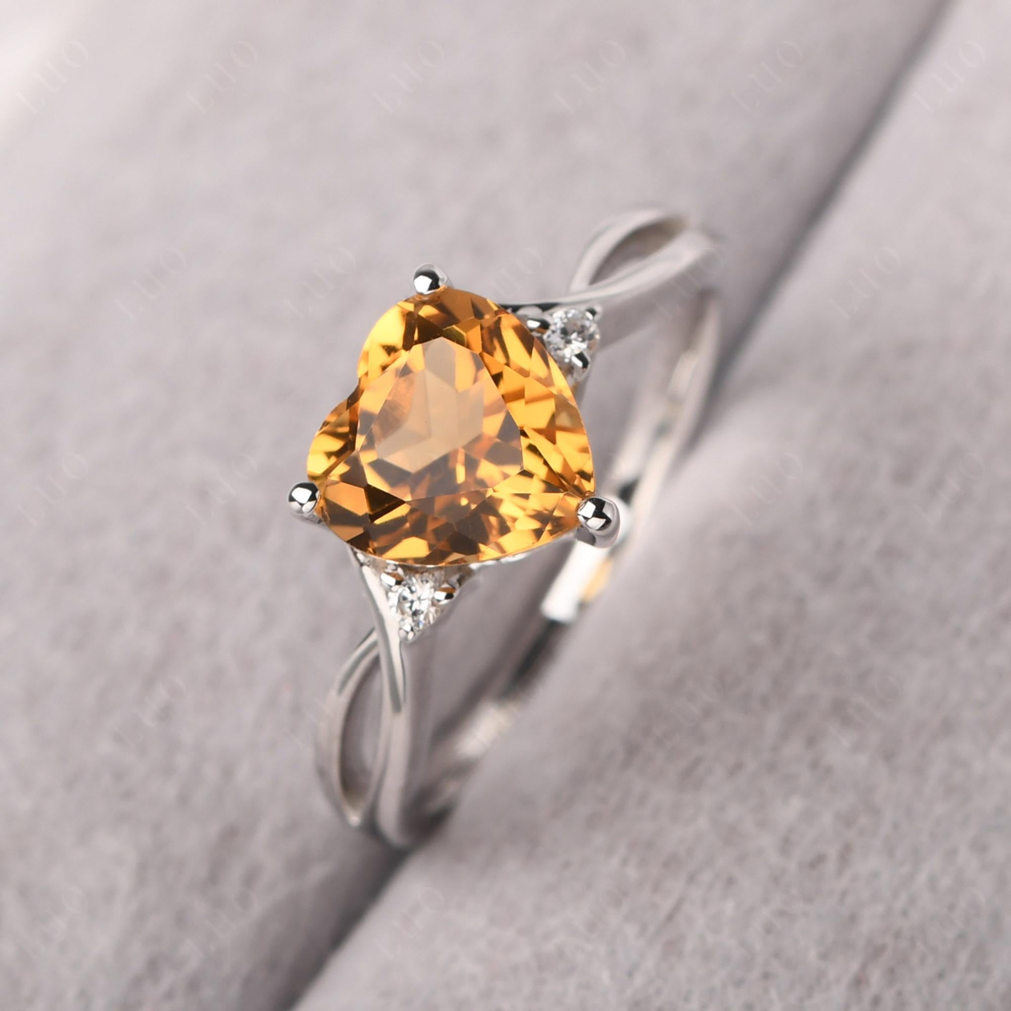 Heart Cut Citrine Engagement Ring - LUO Jewelry