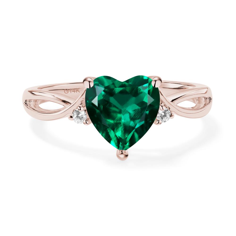 Heart Cut Lab Created Emerald Engagement Ring - LUO Jewelry #metal_14k rose gold