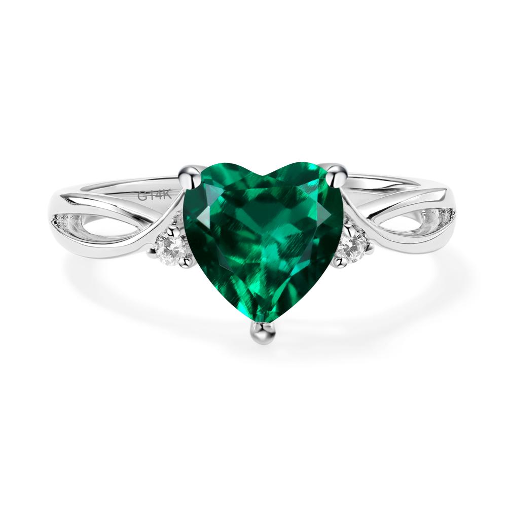 Heart Cut Lab Created Emerald Engagement Ring - LUO Jewelry #metal_14k white gold
