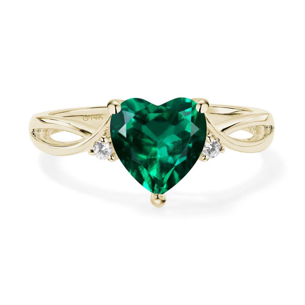Heart Cut Lab Created Emerald Engagement Ring - LUO Jewelry #metal_14k yellow gold