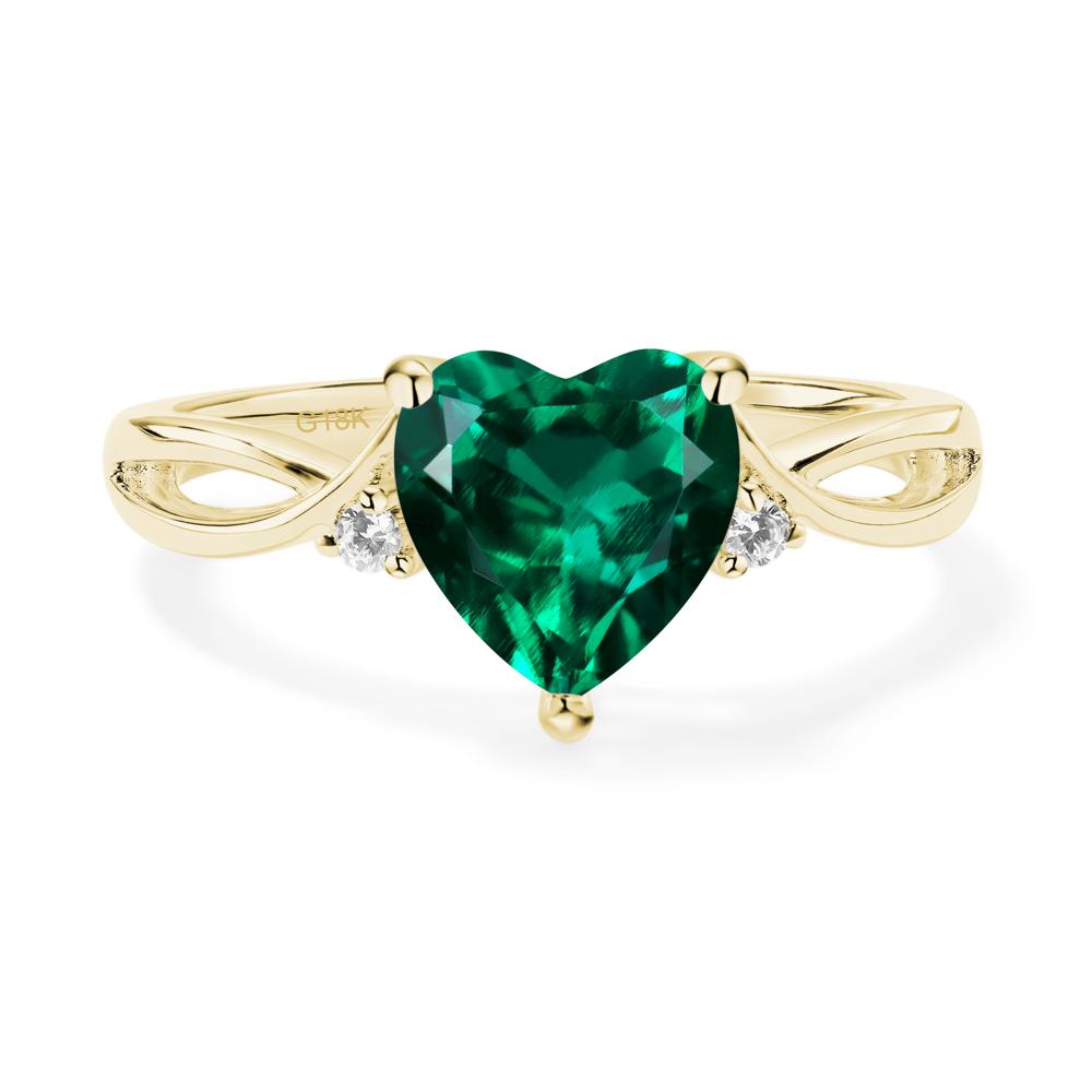 Heart Cut Lab Created Emerald Engagement Ring - LUO Jewelry #metal_18k yellow gold