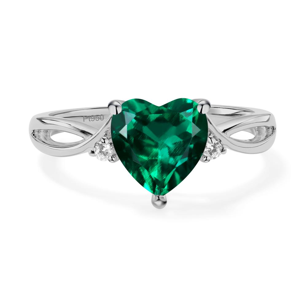 Heart Cut Lab Created Emerald Engagement Ring - LUO Jewelry #metal_platinum