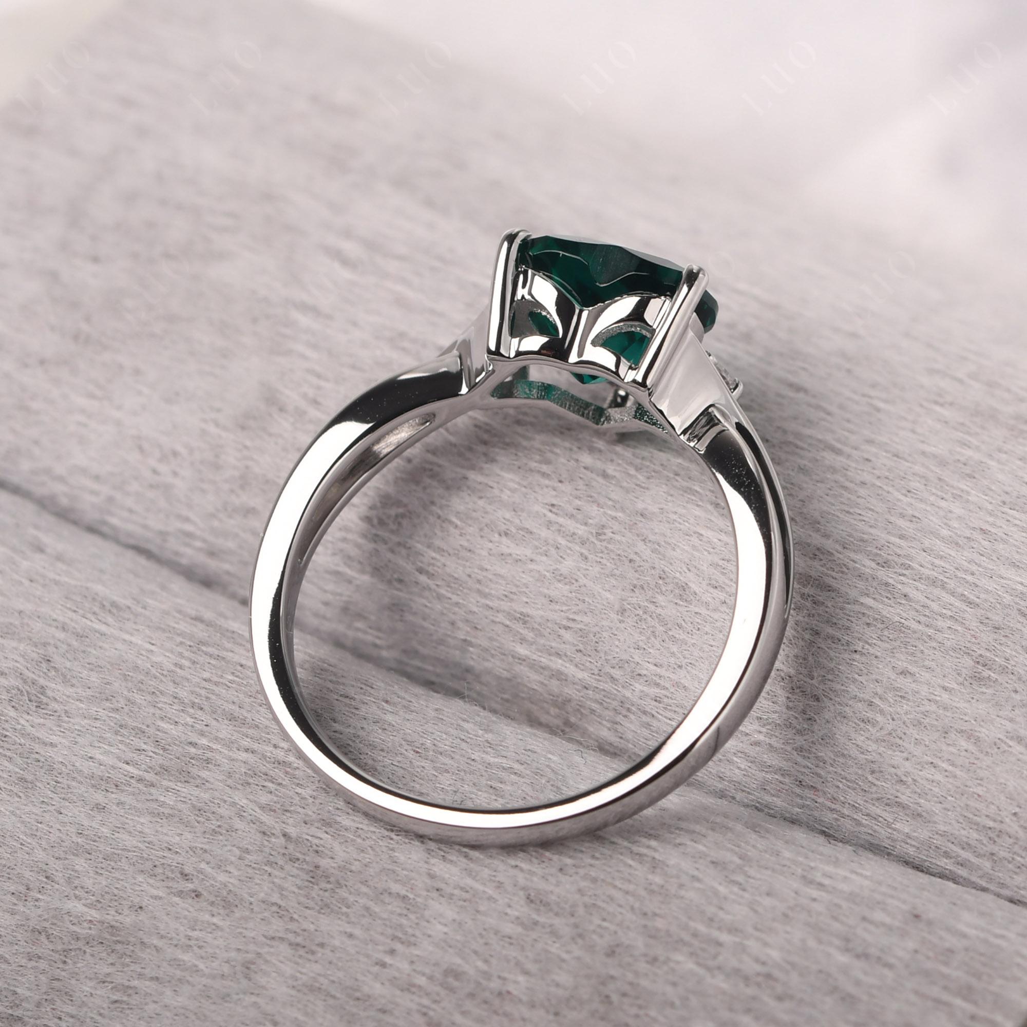 Heart Cut Lab Created Emerald Engagement Ring - LUO Jewelry