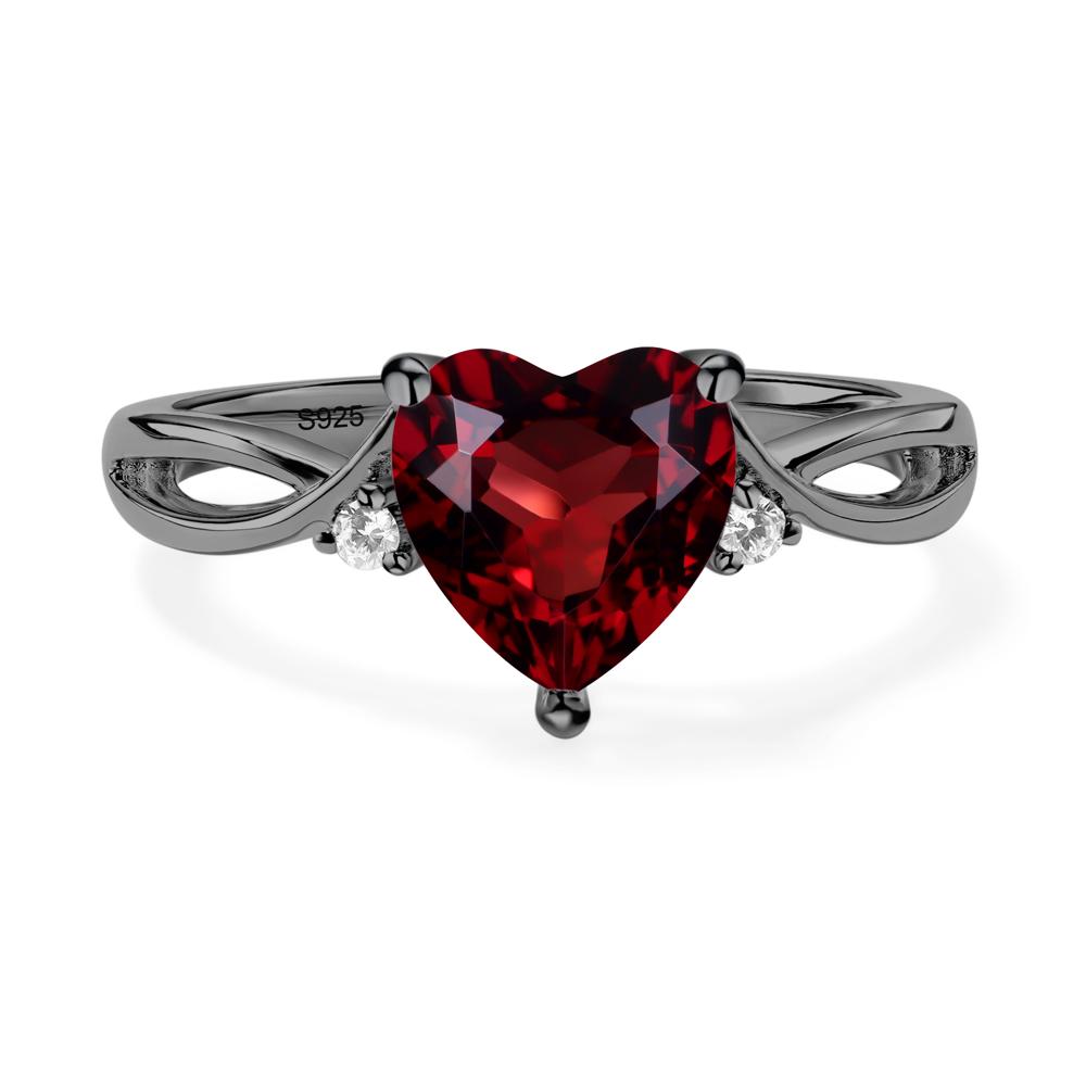 Heart Cut Garnet Engagement Ring - LUO Jewelry #metal_black finish sterling silver