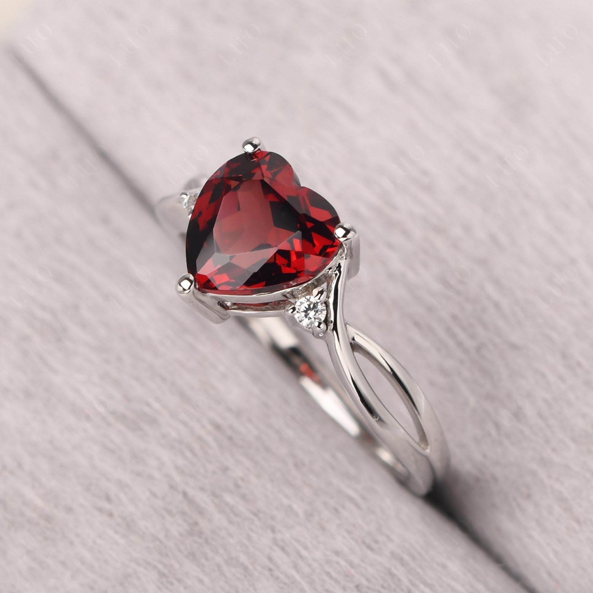 Heart Cut Garnet Engagement Ring - LUO Jewelry