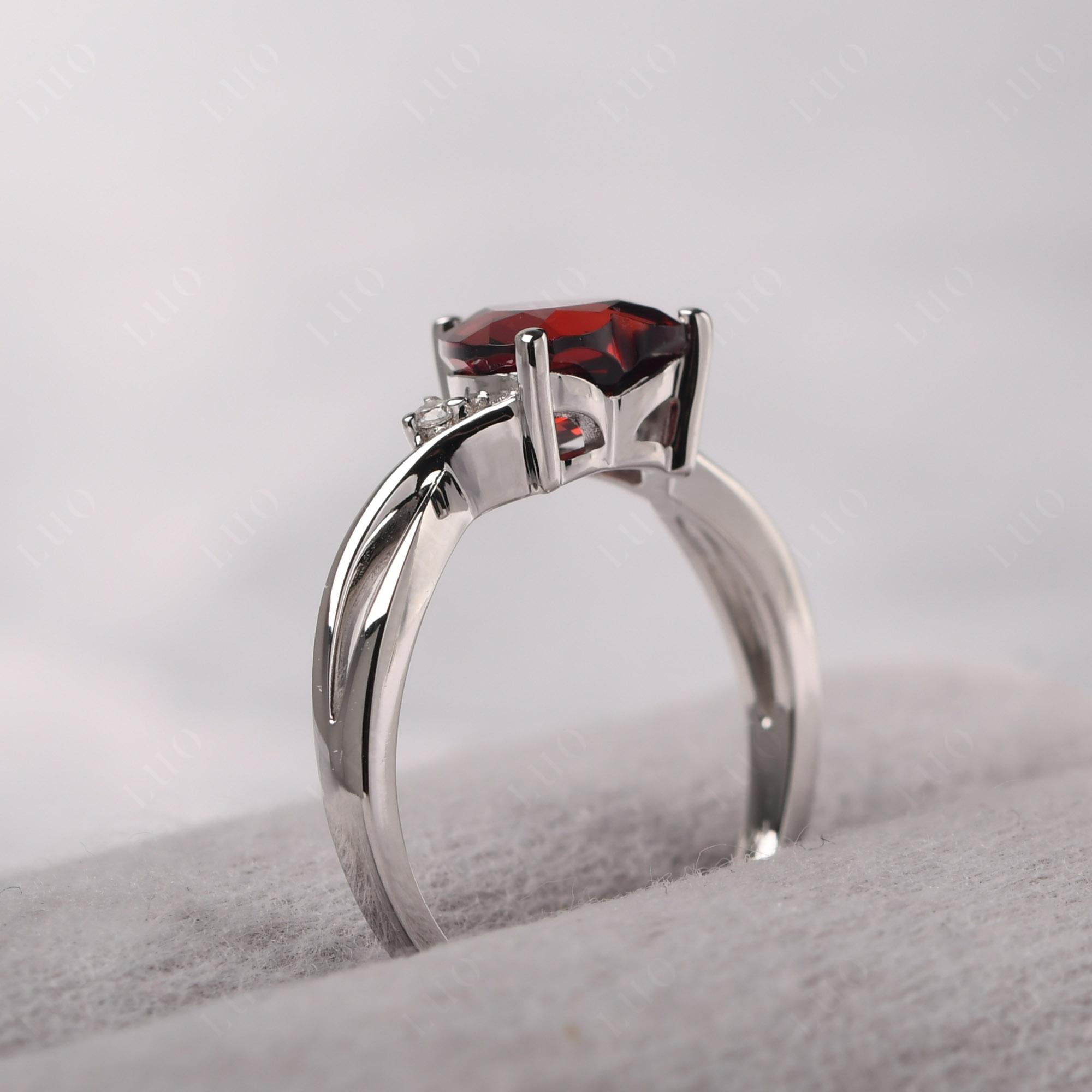 Heart Cut Garnet Engagement Ring - LUO Jewelry
