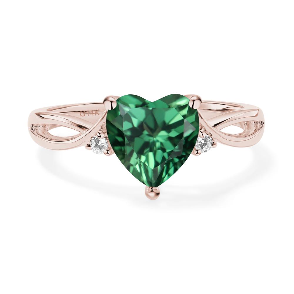 Heart Cut Lab Grown Green Sapphire Engagement Ring - LUO Jewelry #metal_14k rose gold